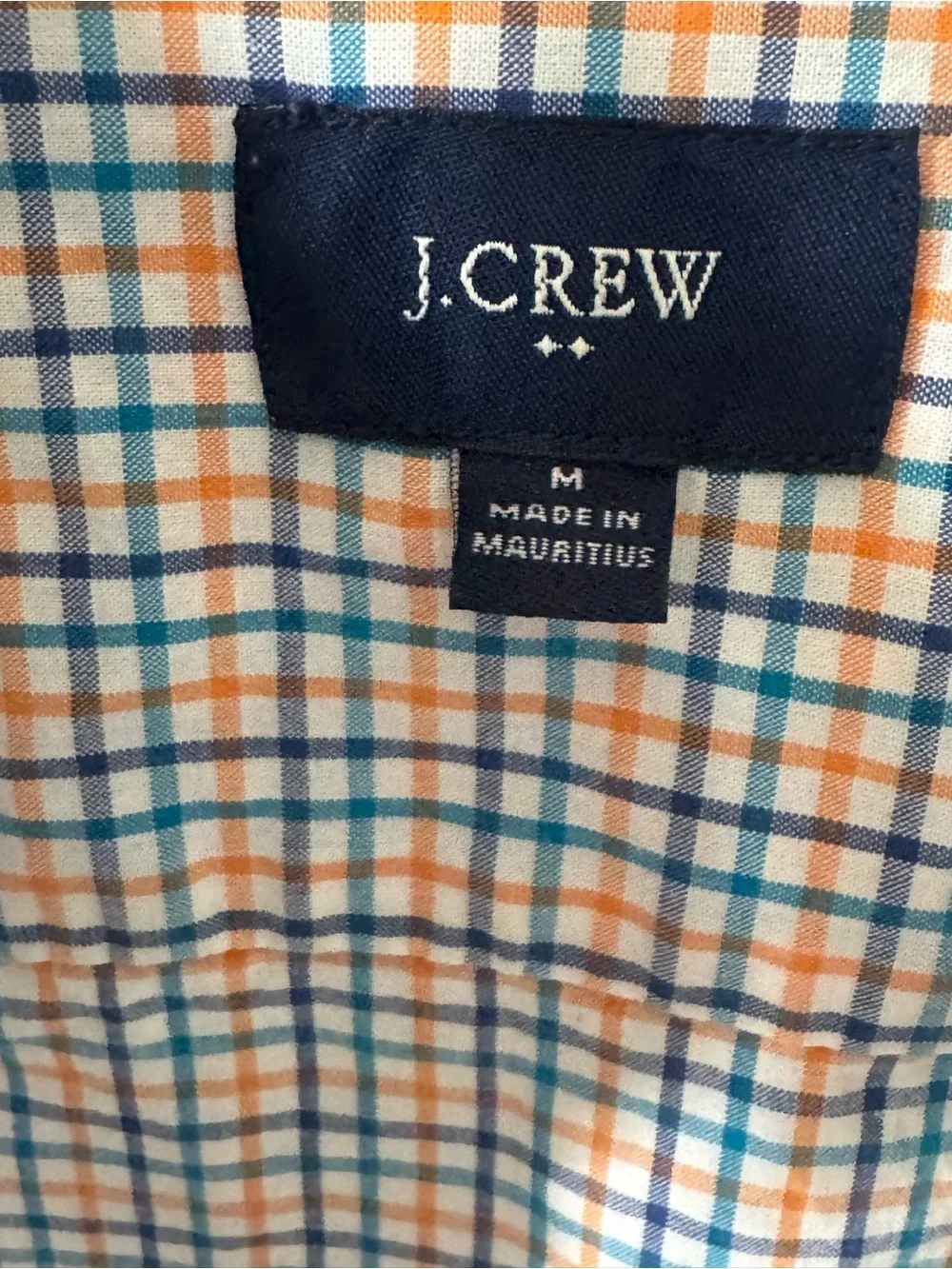 J. Crew Men's Teal and Orange Check Button-Up Shirt